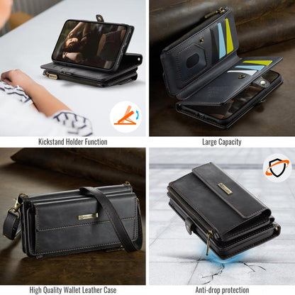 For iPhone 7 / 8 / SE 2022 CaseMe C39 RFID Blocking Zipper Wallet Leather Phone Case with Crossbody Strap(Black) - iPhone SE 2022 / 2020 / 8 / 7 Cases by CaseMe | Online Shopping UK | buy2fix