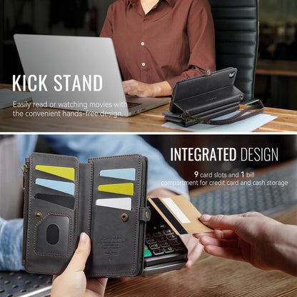 For iPhone 7 / 8 / SE 2022 CaseMe C39 RFID Blocking Zipper Wallet Leather Phone Case with Crossbody Strap(Black) - iPhone SE 2022 / 2020 / 8 / 7 Cases by CaseMe | Online Shopping UK | buy2fix