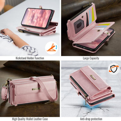 For iPhone 7 / 8 / SE 2022 CaseMe C39 RFID Blocking Zipper Wallet Leather Phone Case with Crossbody Strap(Pink) - iPhone SE 2022 / 2020 / 8 / 7 Cases by CaseMe | Online Shopping UK | buy2fix