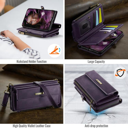 For iPhone 7 / 8 / SE 2022 CaseMe C39 RFID Blocking Zipper Wallet Leather Phone Case with Crossbody Strap(Purple) - iPhone SE 2022 / 2020 / 8 / 7 Cases by CaseMe | Online Shopping UK | buy2fix