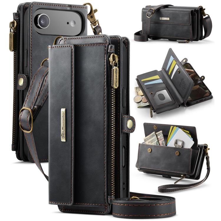 For iPhone Air CaseMe C39 RFID Blocking Zipper Wallet Leather Phone Case with Crossbody Strap(Black) - iPhone Air Cases by CaseMe | Online Shopping UK | buy2fix