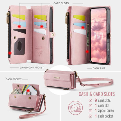 For iPhone Air CaseMe C39 RFID Blocking Zipper Wallet Leather Phone Case with Crossbody Strap(Pink) - iPhone Air Cases by CaseMe | Online Shopping UK | buy2fix