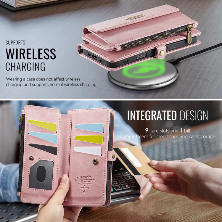 For iPhone Air CaseMe C39 RFID Blocking Zipper Wallet Leather Phone Case with Crossbody Strap(Pink) - iPhone Air Cases by CaseMe | Online Shopping UK | buy2fix