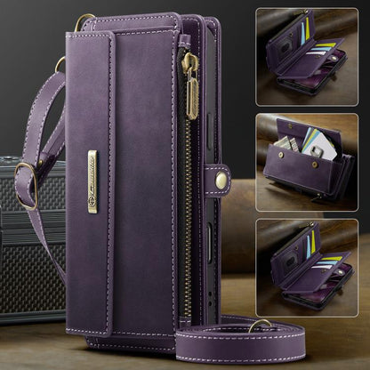 For iPhone Air CaseMe C39 RFID Blocking Zipper Wallet Leather Phone Case with Crossbody Strap(Purple) - iPhone Air Cases by CaseMe | Online Shopping UK | buy2fix