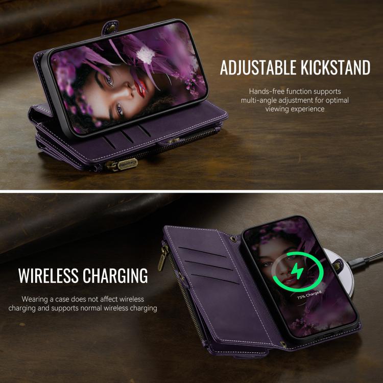 For iPhone Air CaseMe C39 RFID Blocking Zipper Wallet Leather Phone Case with Crossbody Strap(Purple) - iPhone Air Cases by CaseMe | Online Shopping UK | buy2fix
