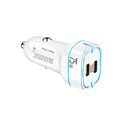 PD45W + PD30W Dual Port Type-C Car Charger with USB-C to USB-C Data Cable(White) - Car Charger by buy2fix | Online Shopping UK | buy2fix