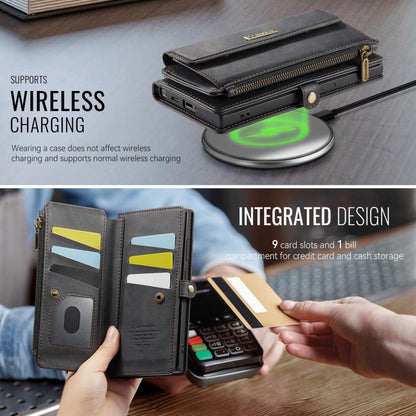 For Samsung Galaxy S25 Ultra 5G CaseMe C39 RFID Blocking Zipper Wallet Leather Phone Case with Crossbody Strap(Black) - Galaxy S25 Ultra 5G Cases by CaseMe | Online Shopping UK | buy2fix