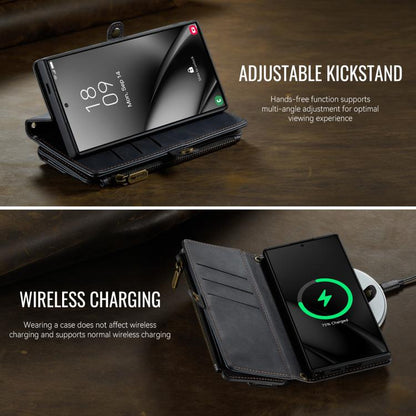 For Samsung Galaxy S25 Ultra 5G CaseMe C39 RFID Blocking Zipper Wallet Leather Phone Case with Crossbody Strap(Black) - Galaxy S25 Ultra 5G Cases by CaseMe | Online Shopping UK | buy2fix