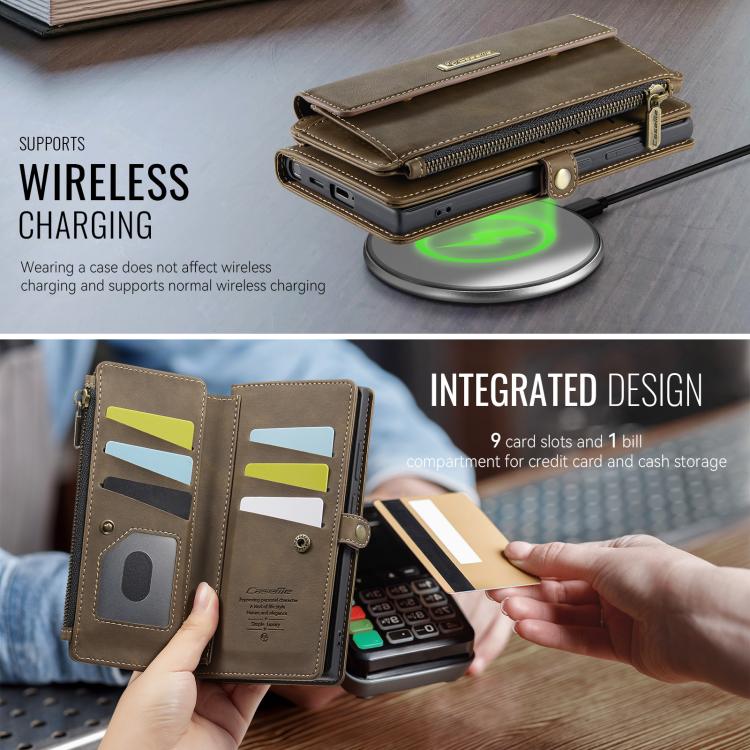 For Samsung Galaxy S25 Ultra 5G CaseMe C39 RFID Blocking Zipper Wallet Leather Phone Case with Crossbody Strap(Coffee) - Galaxy S25 Ultra 5G Cases by CaseMe | Online Shopping UK | buy2fix