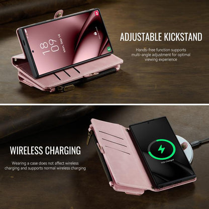 For Samsung Galaxy S25 Ultra 5G CaseMe C39 RFID Blocking Zipper Wallet Leather Phone Case with Crossbody Strap(Pink) - Galaxy S25 Ultra 5G Cases by CaseMe | Online Shopping UK | buy2fix