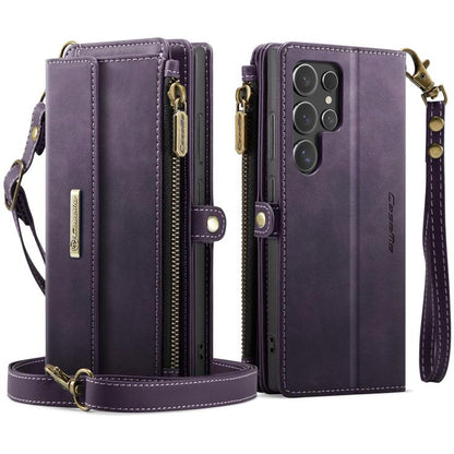 For Samsung Galaxy S24 Ultra 5G CaseMe C39 RFID Blocking Zipper Wallet Leather Phone Case with Crossbody Strap(Purple) - Galaxy S24 Ultra 5G Cases by CaseMe | Online Shopping UK | buy2fix