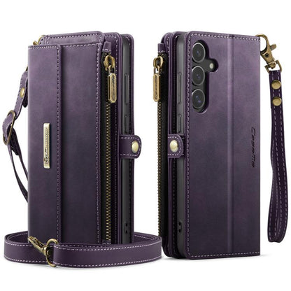 For Samsung Galaxy S24 FE 5G CaseMe C39 RFID Blocking Zipper Wallet Leather Phone Case with Crossbody Strap(Purple) - Galaxy S24 FE 5G Cases by CaseMe | Online Shopping UK | buy2fix