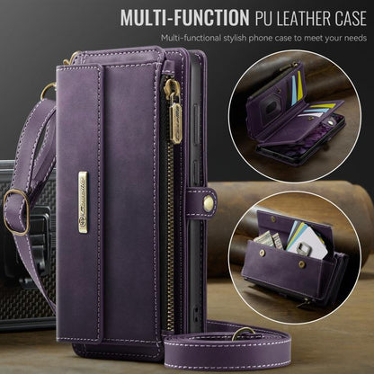 For Samsung Galaxy S24 FE 5G CaseMe C39 RFID Blocking Zipper Wallet Leather Phone Case with Crossbody Strap(Purple) - Galaxy S24 FE 5G Cases by CaseMe | Online Shopping UK | buy2fix