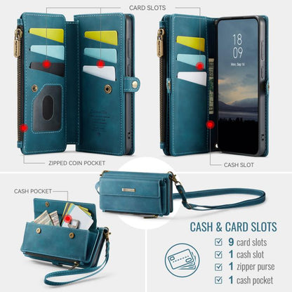 For Samsung Galaxy S23 5G CaseMe C39 RFID Blocking Zipper Wallet Leather Phone Case with Crossbody Strap(Green) - Galaxy S23 5G Cases by CaseMe | Online Shopping UK | buy2fix