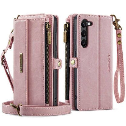 For Samsung Galaxy S23+ 5G CaseMe C39 RFID Blocking Zipper Wallet Leather Phone Case with Crossbody Strap(Pink) - Galaxy S23+ 5G Cases by CaseMe | Online Shopping UK | buy2fix