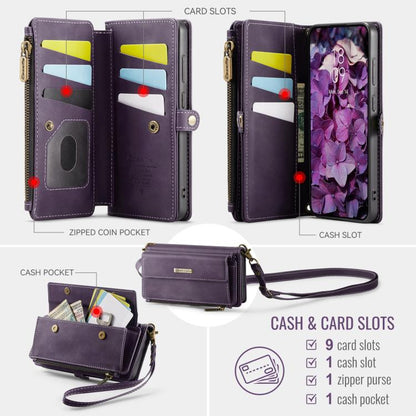 For Samsung Galaxy S23+ 5G CaseMe C39 RFID Blocking Zipper Wallet Leather Phone Case with Crossbody Strap(Purple) - Galaxy S23+ 5G Cases by CaseMe | Online Shopping UK | buy2fix