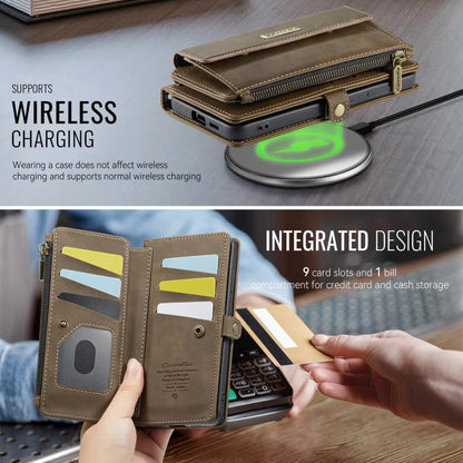 For Samsung Galaxy S23 FE 5G CaseMe C39 RFID Blocking Zipper Wallet Leather Phone Case with Crossbody Strap(Coffee) - Galaxy S23 FE 5G Cases by CaseMe | Online Shopping UK | buy2fix