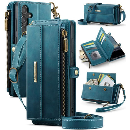 For Samsung Galaxy S23 FE 5G CaseMe C39 RFID Blocking Zipper Wallet Leather Phone Case with Crossbody Strap(Green) - Galaxy S23 FE 5G Cases by CaseMe | Online Shopping UK | buy2fix