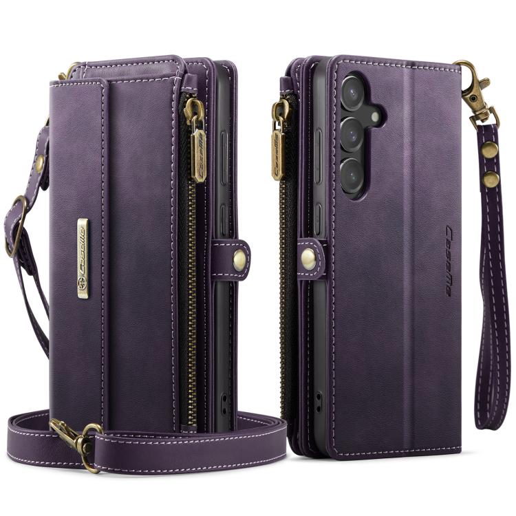 For Samsung Galaxy S23 FE 5G CaseMe C39 RFID Blocking Zipper Wallet Leather Phone Case with Crossbody Strap(Purple) - Galaxy S23 FE 5G Cases by CaseMe | Online Shopping UK | buy2fix