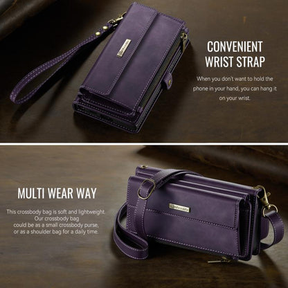 For Samsung Galaxy S22 Ultra 5G CaseMe C39 RFID Blocking Zipper Wallet Leather Phone Case with Crossbody Strap(Purple) - Galaxy Phone Cases by CaseMe | Online Shopping UK | buy2fix