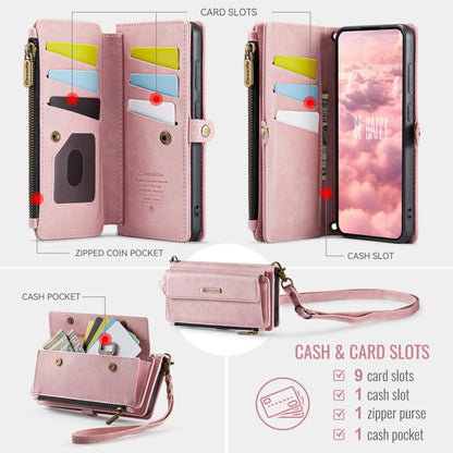 For Samsung Galaxy S21 5G CaseMe C39 RFID Blocking Zipper Wallet Leather Phone Case with Crossbody Strap(Pink) - Galaxy Phone Cases by CaseMe | Online Shopping UK | buy2fix