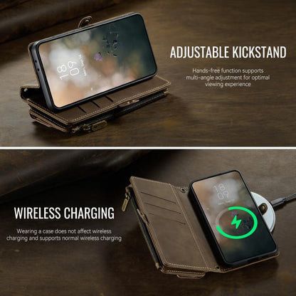 For Samsung Galaxy S21+ 5G CaseMe C39 RFID Blocking Zipper Wallet Leather Phone Case with Crossbody Strap(Coffee) - Galaxy Phone Cases by CaseMe | Online Shopping UK | buy2fix