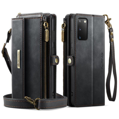 For Samsung Galaxy S20 5G CaseMe C39 RFID Blocking Zipper Wallet Leather Phone Case with Crossbody Strap(Black) - Galaxy Phone Cases by CaseMe | Online Shopping UK | buy2fix