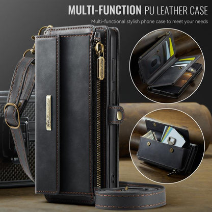 For Samsung Galaxy S20 5G CaseMe C39 RFID Blocking Zipper Wallet Leather Phone Case with Crossbody Strap(Black) - Galaxy Phone Cases by CaseMe | Online Shopping UK | buy2fix