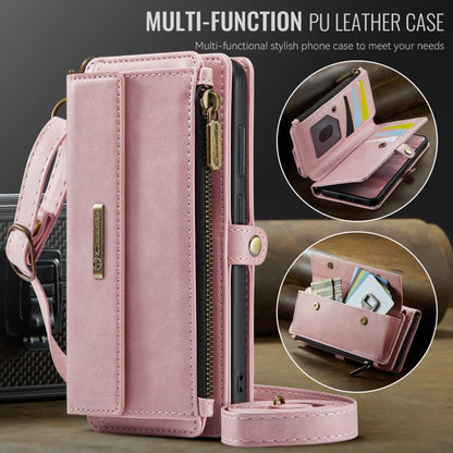 For Samsung Galaxy S20 5G CaseMe C39 RFID Blocking Zipper Wallet Leather Phone Case with Crossbody Strap(Pink) - Galaxy Phone Cases by CaseMe | Online Shopping UK | buy2fix