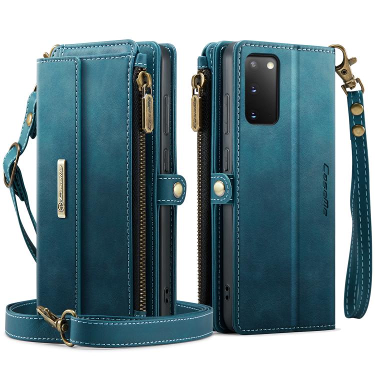 For Samsung Galaxy S20 5G CaseMe C39 RFID Blocking Zipper Wallet Leather Phone Case with Crossbody Strap(Green) - Galaxy Phone Cases by CaseMe | Online Shopping UK | buy2fix