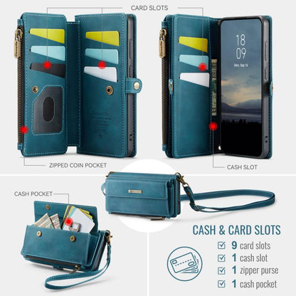 For Samsung Galaxy S20 5G CaseMe C39 RFID Blocking Zipper Wallet Leather Phone Case with Crossbody Strap(Green) - Galaxy Phone Cases by CaseMe | Online Shopping UK | buy2fix