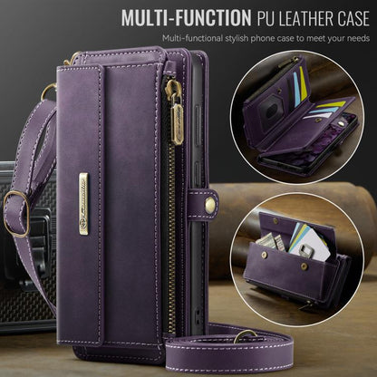 For Samsung Galaxy S20 5G CaseMe C39 RFID Blocking Zipper Wallet Leather Phone Case with Crossbody Strap(Purple) - Galaxy Phone Cases by CaseMe | Online Shopping UK | buy2fix