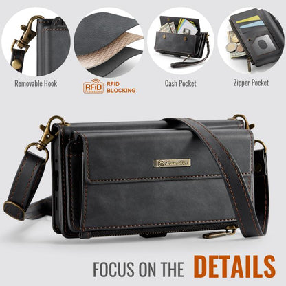 For Samsung Galaxy S20 FE 5G CaseMe C39 RFID Blocking Zipper Wallet Leather Phone Case with Crossbody Strap(Black) - Galaxy Phone Cases by CaseMe | Online Shopping UK | buy2fix