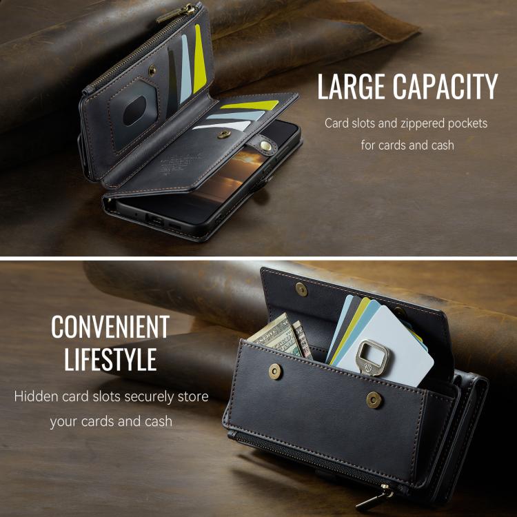 For Samsung Galaxy S20 FE 5G CaseMe C39 RFID Blocking Zipper Wallet Leather Phone Case with Crossbody Strap(Black) - Galaxy Phone Cases by CaseMe | Online Shopping UK | buy2fix