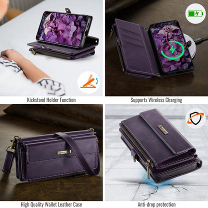 For Samsung Galaxy S20 FE 5G CaseMe C39 RFID Blocking Zipper Wallet Leather Phone Case with Crossbody Strap(Purple) - Galaxy Phone Cases by CaseMe | Online Shopping UK | buy2fix