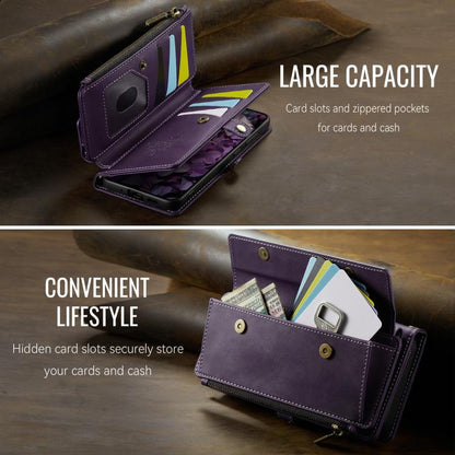 For Samsung Galaxy S20 FE 5G CaseMe C39 RFID Blocking Zipper Wallet Leather Phone Case with Crossbody Strap(Purple) - Galaxy Phone Cases by CaseMe | Online Shopping UK | buy2fix