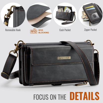 For Samsung Galaxy S20+ 5G CaseMe C39 RFID Blocking Zipper Wallet Leather Phone Case with Crossbody Strap(Black) - Galaxy Phone Cases by CaseMe | Online Shopping UK | buy2fix