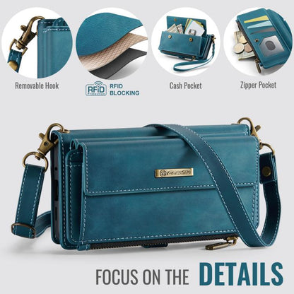 For Samsung Galaxy S20 Ultra 5G CaseMe C39 RFID Blocking Zipper Wallet Leather Phone Case with Crossbody Strap(Green) - Galaxy Phone Cases by CaseMe | Online Shopping UK | buy2fix