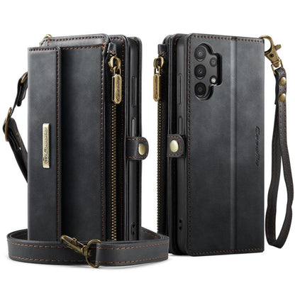For Samsung Galaxy A13 CaseMe C39 RFID Blocking Zipper Wallet Leather Phone Case with Crossbody Strap(Black) - Galaxy Phone Cases by CaseMe | Online Shopping UK | buy2fix