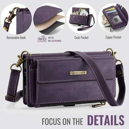 For Samsung Galaxy A15 CaseMe C39 RFID Blocking Zipper Wallet Leather Phone Case with Crossbody Strap(Purple) - Galaxy Phone Cases by CaseMe | Online Shopping UK | buy2fix