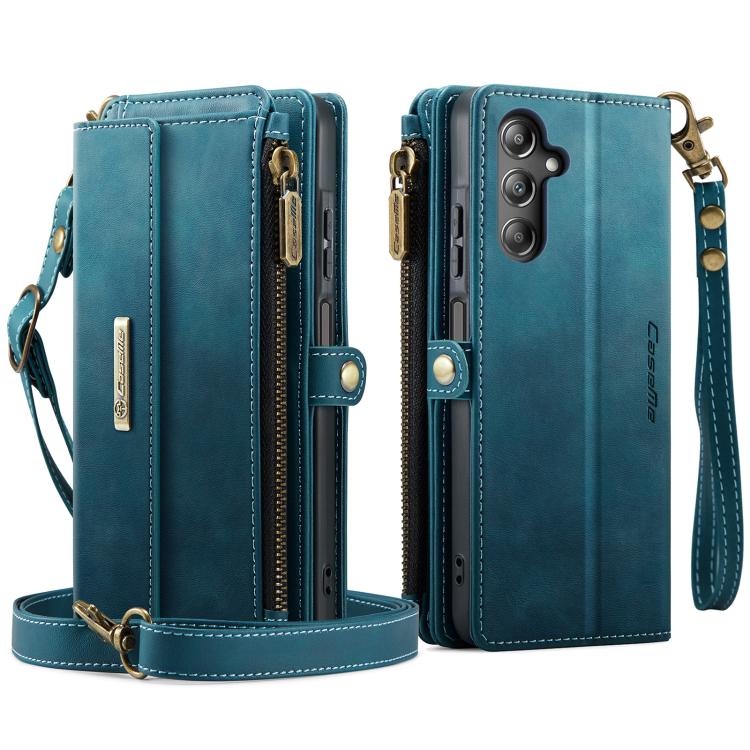 For Samsung Galaxy A16 4G CaseMe C39 RFID Blocking Zipper Wallet Leather Phone Case with Crossbody Strap(Green) - Galaxy Phone Cases by CaseMe | Online Shopping UK | buy2fix