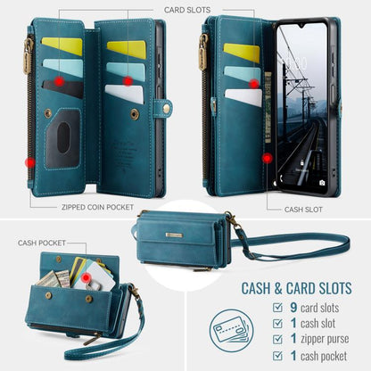 For Samsung Galaxy A16 4G CaseMe C39 RFID Blocking Zipper Wallet Leather Phone Case with Crossbody Strap(Green) - Galaxy Phone Cases by CaseMe | Online Shopping UK | buy2fix
