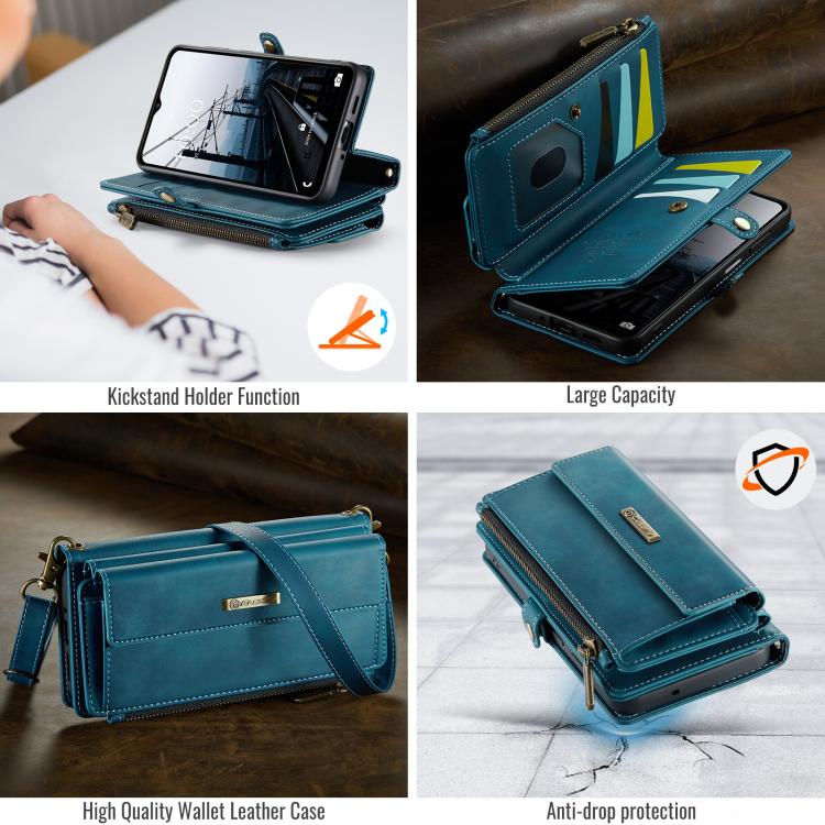 For Samsung Galaxy A16 4G CaseMe C39 RFID Blocking Zipper Wallet Leather Phone Case with Crossbody Strap(Green) - Galaxy Phone Cases by CaseMe | Online Shopping UK | buy2fix