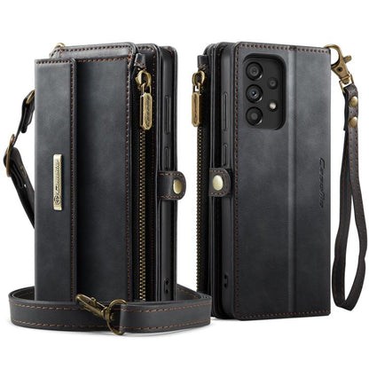 For Samsung Galaxy A52 CaseMe C39 RFID Blocking Zipper Wallet Leather Phone Case with Crossbody Strap(Black) - Galaxy Phone Cases by CaseMe | Online Shopping UK | buy2fix