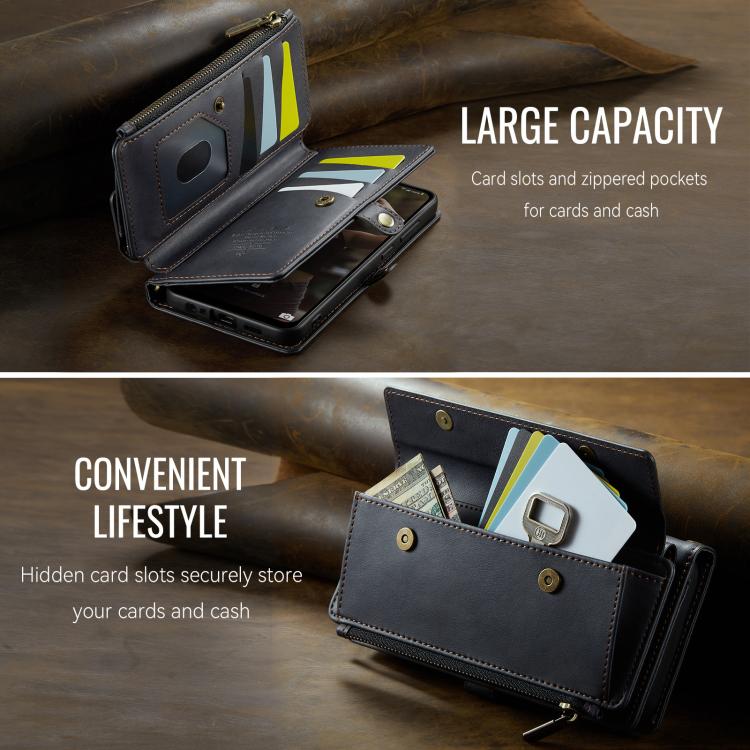 For Samsung Galaxy A52 CaseMe C39 RFID Blocking Zipper Wallet Leather Phone Case with Crossbody Strap(Black) - Galaxy Phone Cases by CaseMe | Online Shopping UK | buy2fix