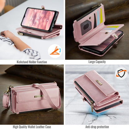For Samsung Galaxy A52 CaseMe C39 RFID Blocking Zipper Wallet Leather Phone Case with Crossbody Strap(Pink) - Galaxy Phone Cases by CaseMe | Online Shopping UK | buy2fix