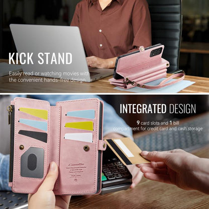 For Samsung Galaxy A52 CaseMe C39 RFID Blocking Zipper Wallet Leather Phone Case with Crossbody Strap(Pink) - Galaxy Phone Cases by CaseMe | Online Shopping UK | buy2fix