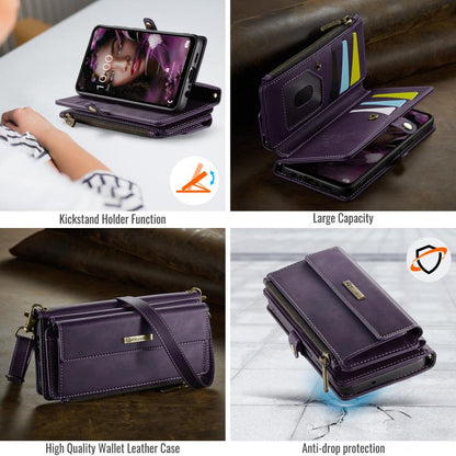 For Samsung Galaxy A52 CaseMe C39 RFID Blocking Zipper Wallet Leather Phone Case with Crossbody Strap(Purple) - Galaxy Phone Cases by CaseMe | Online Shopping UK | buy2fix