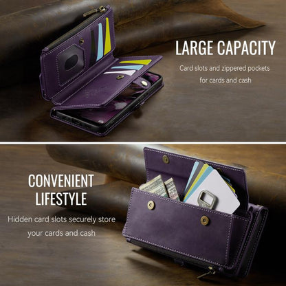 For Samsung Galaxy A52 CaseMe C39 RFID Blocking Zipper Wallet Leather Phone Case with Crossbody Strap(Purple) - Galaxy Phone Cases by CaseMe | Online Shopping UK | buy2fix