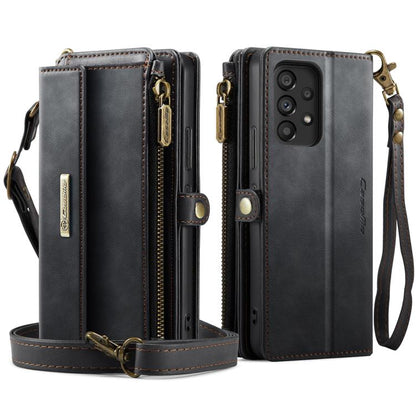 For Samsung Galaxy A53 CaseMe C39 RFID Blocking Zipper Wallet Leather Phone Case with Crossbody Strap(Black) - Galaxy Phone Cases by CaseMe | Online Shopping UK | buy2fix